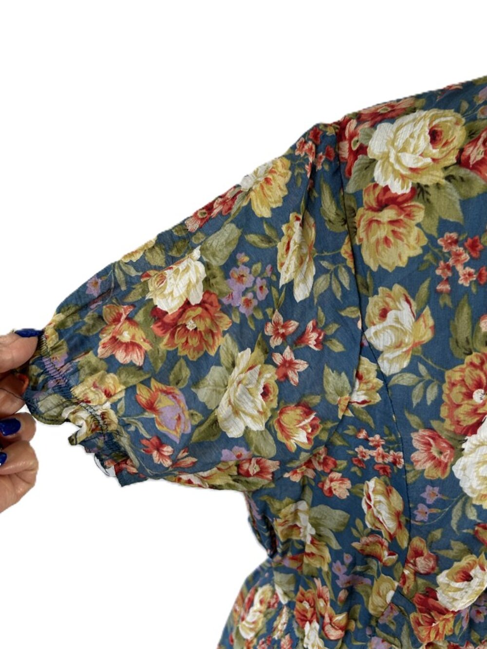 Ruched Floral Button Up Shirt Dress 3X Short - Picture 3 of 5